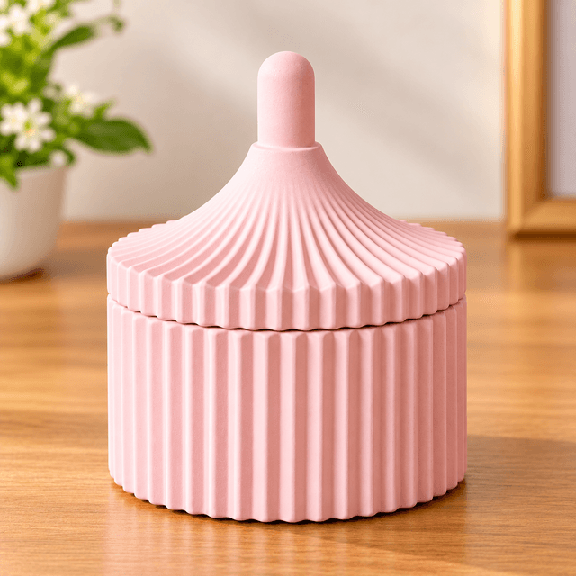 Ribbed Decorative Jar with Lid
